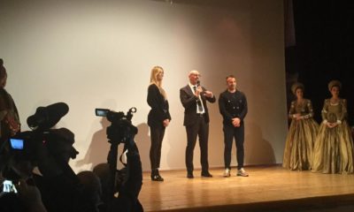 Alessandro Del Piero, Elena Santarelli e il sindaco di Gualdo Tadino Massimiliano Presciutti (foto Ufficio Stampa Comune Gualdo Tadino)